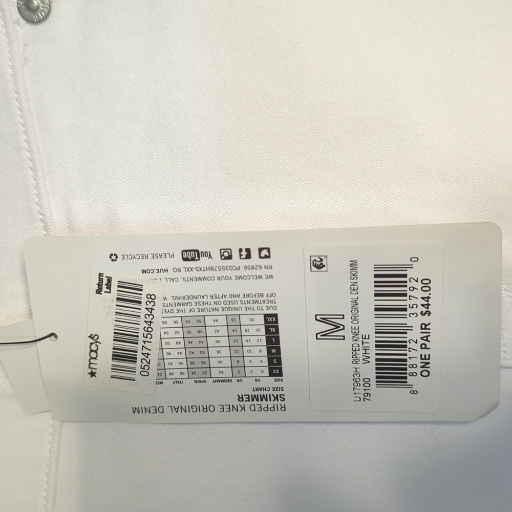 HUE Women's Crisp White Skinny Jeans NWT - Picture 3 of 4